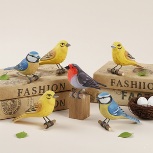 Toptan Oyma Ahşap Kuşlar Hayvanlar Dekor El Yapımı Masif Ahşap Kuş Askısı Oyma Ahşap Kuşlar - Product Image 1