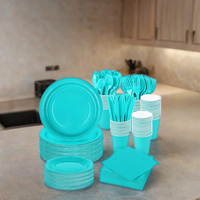 Lot de vaisselle jetable unie pour fêtes, comprenant assiettes, gobelets et serviettes en papier, fournitures de fête