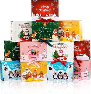 Cajas <span class=keywords><strong>de</strong></span> Regalo Navideñas con Tapas y Cinta, Cajas para Regalos, Cajas Decorativas Reutilizables para Fiestas <span class=keywords><strong>de</strong></span> Navidad - Product Image 1