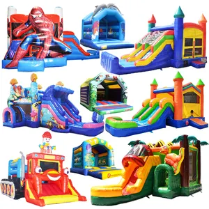 Salto inflável arco-íris para crianças, bandeiras infláveis para saltadores, corrida de obstáculos, trampolim inflável para crianças, balão inflável