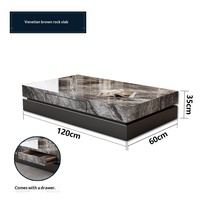 Table basse rectangulaire en marbre et bois, design minimaliste haut de gamme, style luxe léger, BTCT010, pour salon ou bureau
