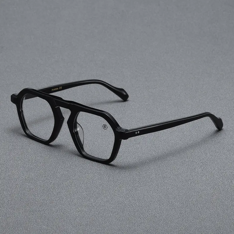 الأكثر مبيعًا ثنائي الجسر خمر أسيتات يجمع بين إطارات النظارات المعدنية إطارات بصرية مستديرة نظارات ضوئية زرقاء للكمبيوتر