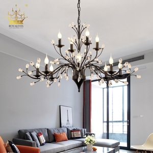 Precio barato sombra de lujo negro grande sala de estar de lujo de cristal vela colgante de techo de luz de la lámpara de araña - Product Image 2
