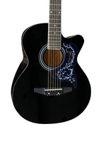 China Aiersi Brand Wholesale Cutaway Shape OEM ODM Black Color Acoustic Guitar 6 Steel Strings Musical Instrument