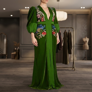 Robe longue maxi d'été en coton tissé naturel pour femme, col en V, dos nu, style bohème, vente en gros - Product Image 3