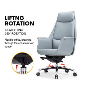 Chaise de bureau et chaise de réunion ergonomique à dossier haut et au milieu, moderne, pivotante et réglable en cuir. - Product Image 3