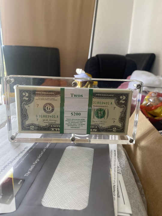 thumbnail image 2 of Acrylic 100 Bank Note Frame Plastic Money Holder Currency Display 2 of 10