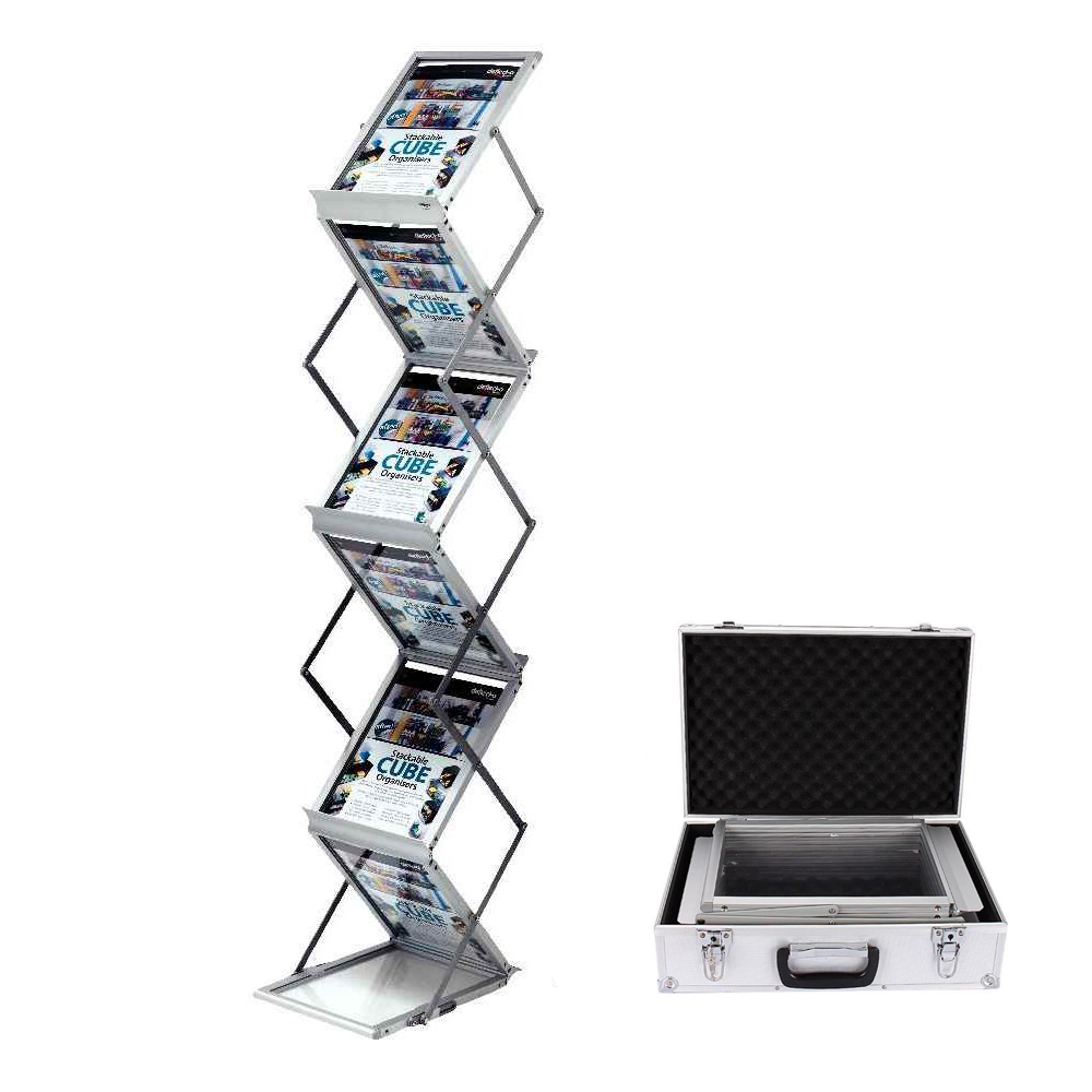 Silver Portable Z-Type A4 Brochure Holder Stand