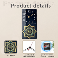 Vente chaude islamique horloge en cristal peinture calligraphie art horloge peinture pour la décoration de la maison