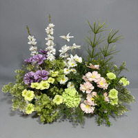 Composition florale artificielle de roses et orchidées pour décoration de scène de mariage, chemin de table et toile de fond