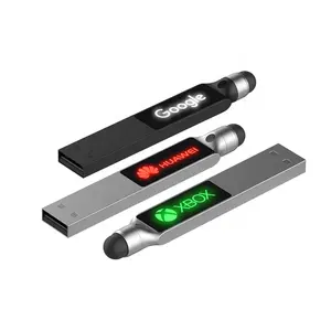 Promotion Gift Portable USB Flash Drive Touch Screen Popular Nice Metal USB Flash Drive with Led Logo Flat USB Memory Stick 3.0