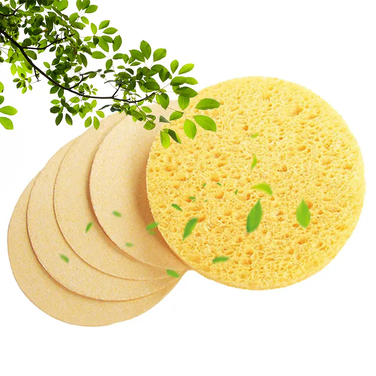 Custom printing natural facial cloth cotton kitchen compressed cleaning wood pulp cellulose sponge