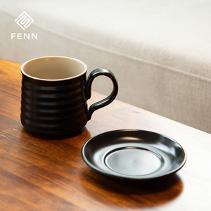 Logo personalizzato 280ml minimalista nero opaco porcellana caffè tazza <span class=keywords><strong>da</strong></span> tè e piattino all'ingrosso in ceramica tazza <span class=keywords><strong>da</strong></span> caffè per i regali - Product Image 1