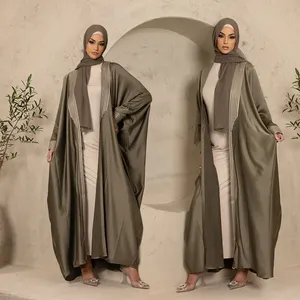 イスラム服古典的に控えめなファッションバットウィングスリーブオープンアバヤ卸売ルーズイスラム教徒アバヤ