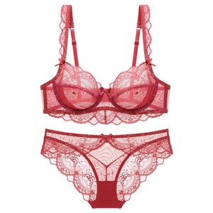 Ultra dünnes französisches Spitzen-BH-Set für Damen Low-Rise Wire-Free Anti-Sagging Lift Große Büste Minimizer Sexy Solid Breath able <span class=keywords><strong>Bikini</strong></span> - Product Image 6