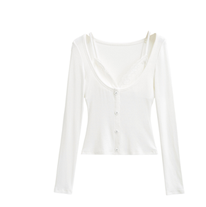 Runwaylover 4327 Lace Splice 2025 <span class=keywords><strong>Camiseta</strong></span> sin <span class=keywords><strong>tirantes</strong></span> sexy para mujer - Product Image 6