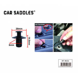 Clips de Plástico para Carrocería de Automóvil, 20mm x 14.5mm, Negros, para Reparación de Carrocería - Product Image 1