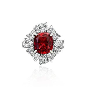 925 plata esterlina 6 quilates cuadrado grueso lujo <span class=keywords><strong>diamante</strong></span> completo 10*11 anillos de joyería fina simulación rubí <span class=keywords><strong>Esmeralda</strong></span> compromiso de boda - Product Image 1