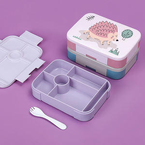 Nouvelle boîte à bento en silicone de luxe pour enfants, personnalisable, pour le déjeuner à l'école, chauffable, en plastique, boîte à lunch pour enfants en paille de blé - Product Image 3