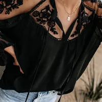 Black Lace Blouse for Women, Elegant Ladies' Tops