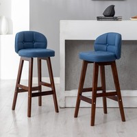 Tabouret de bar haut en bois massif, style nordique et rétro moderne, avec dossier, montage facile, pour usage domestique, meuble de bar pour îlot de cuisine