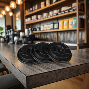 Vasos de plástico desechables modernos de 90mm con tapa para bebidas frías Impresión personalizada para jugo o bebidas calientes - Product Image 2