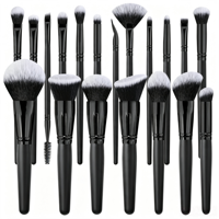 Ensemble professionnel de pinceaux de maquillage noirs 19 pièces, poils synthétiques doux, pinceau éventail pour le visage et les yeux, pinceau correcteur, pinceaux cosmétiques, vente en gros d'usine