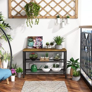 Sturdy Durable Metal Shoe Rack <b>Bench</b> Multi-Functional Side Table with Ample MDF <b>Storage</b> Spaces for Living Room or Warehouse Use - Product Image 6