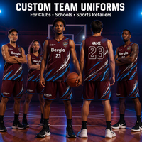 Maillot de basket personnalisé Beryla unisexe style hip-hop, sublimation, maille, sans manches, taille élastique, grande taille, séchage rapide, respirant
