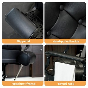 Fauteuil de <span class=keywords><strong>Barbier</strong></span> Haut de Gamme en Métal avec Fonctions Inclinables et Rotatives, Design Américain Style « Oil Head » pour Salons de Coiffure - Product Image 4