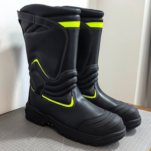 Botas de Bombero de Caña Larga con Suela de Goma Antideslizante, Impermeables, con Puntera Protectora, de Cuero Vacuno Reflectante para Hombre - Product Image 6