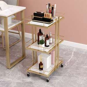 Meilleure Vente Chariot de Salon de Beauté Luxe Or et Argent, Chariot de Rangement Mobile en Métal pour Outils de Manucure, Nail Art et Broderie de Cils - Product Image 2