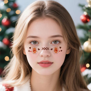 Tatouages temporaires de Noël, autocollants pour le visage, dessins animés mignons, réaliste, bonhomme en pain d'épices, flocon de neige, <span class=keywords><strong>tatouage</strong></span> imperméable pour le visage, le cou, le <span class=keywords><strong>bras</strong></span> - Product Image 3