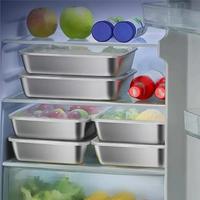 Grands contenants alimentaires en acier inoxydable, boîte de conservation des aliments, couvercle en plastique anti-fuite, récipient hermétique pour la conservation de la viande, pour le réfrigérateur, la cuisine