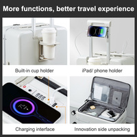 Valise de voyage multifonctionnelle CE GRS RoHS 20'' à roulettes avec cadre en aluminium et coque en PC, ouverture par le haut, 22/26 pouces