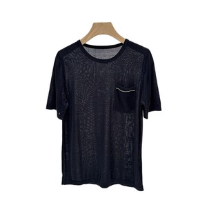 Minimal Knit T-Shirt for Women, Old Money Style Short Sleeve <b>Top</b> with Pocket Detail, Elegant Premium Vibe - Product Image 6