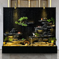 Fuente de resina feng shui antigua, fuente de interior, cascada con luz Led