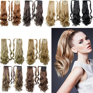 Extensiones de Cabello Humano Ondulado Natural Body Wave, Cola de Caballo Virgen Remy de Doble Trama con Cordón, Aspecto Ondulado y Voluminoso sin Costuras - Product Image 1