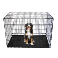 Cage à chien pliable à 2 portes avec plateau métallique, robuste, pour extérieur, prix de gros
