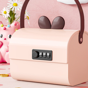 Cartoon Piggy Bank Lockable Plastic Desktop <b>Storage</b> <b>Box</b> With Combination Lock For Children Money Saving And <b>Document</b> <b>Storage</b> - Product Image 3
