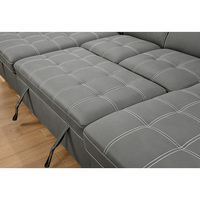 Canapé-lit trois places en tissu de style européen avec rangement et rembourrage en mousse, directement de l'usine, idéal pour centres commerciaux, hôtels, écoles et appartements