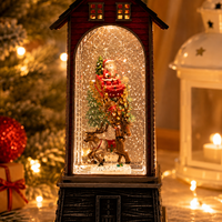 Neue Umweltfreundliche Weihnachts-Wasserlaterne mit LED-Lichtern, Spieluhr und Schneekugel für Feiertagsdekoration