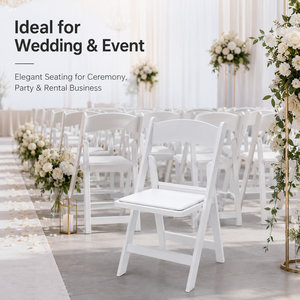 Chaise pliante blanche en gros avec siège rembourré pour location événementielle, mariages, fêtes, usage commercial – Approvisionnement direct usine - Product Image 4