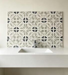 Carreaux de sol en porcelaine vintage, effet vieilli, rustiques, géométriques, 300x300mm, <span class=keywords><strong>gris</strong></span> noir, motif radial, résistants à l'usure, finition mate, pour intérieur - Product Image 3