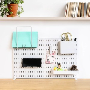 Desktop Pegboard Organizer Rectangle Wall Mounted No Drill Multi Purpose Storage Solution For Study Room Office Desk Accessories - Product Image 2