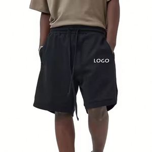 Pantalones cortos deportivos de Hip Hop de marca de moda europea y americana para hombre, pantalones cortos de algodón peinado de 340G, pantalones cortos de pentagrama para hombre de calle alta - Product Image 1