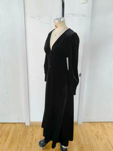 Chic negro terciopelo con cuello en V Maxi <span class=keywords><strong>vestido</strong></span> cintura Natural marinero cuello tejido patrón para verano Formal Galas día OEM servicio disponible - Product Image 6