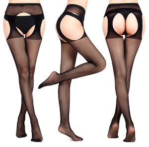 Lingerie sexy pour femmes, <span class=keywords><strong>bas</strong></span> longs opaques, <span class=keywords><strong>porte</strong></span>-jarretelles, patchwork, collants résille élastiques - Product Image 5