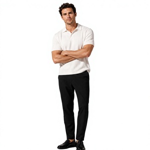 Camiseta Polo Blanca de Punto para Hombre, Manga Corta, Textura Acanalada, Suave, Informal, para Oficina, Proveedor OEM Personalizado, Venta al Por Mayor - Product Image 4