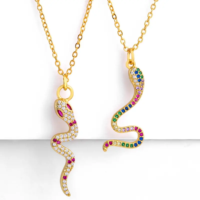 Großhandel 18 Karat vergoldet Pflaster Diamant Schlange Anhänger Halskette für Männer